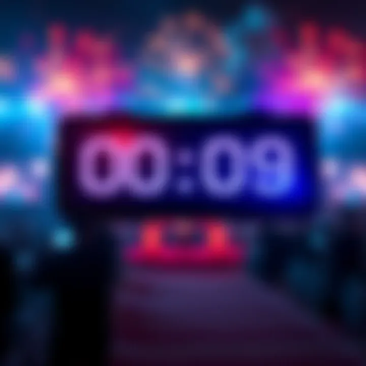 Countdown to Major Event A digital countdown timer displaying days until a significant event, with fireworks and excitement in the background.