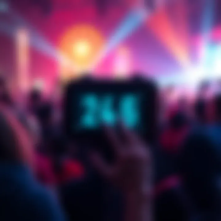 A digital clock showing two days left to a major announcement, with a vibrant background of excited people waiting.