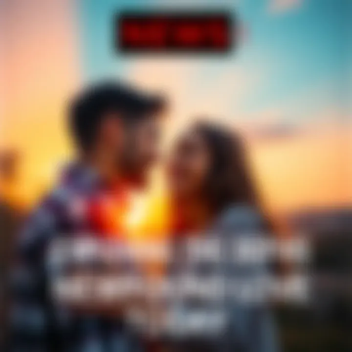 A couple smiling at each other, surrounded by a beautiful sunset, capturing the warmth of newfound love.