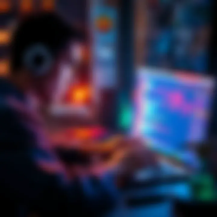 A person coding on a laptop, working on a smart contract for a pump.fun token