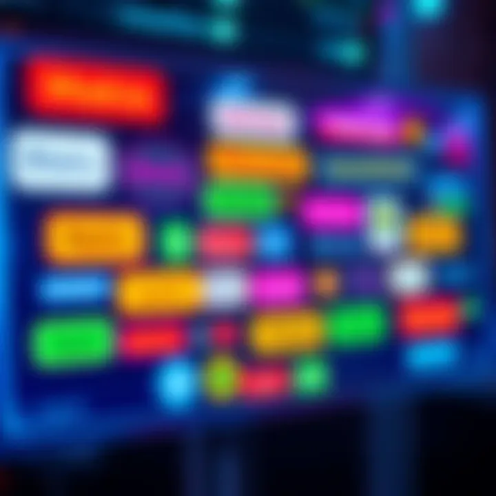 Illustration showing colorful labels with various creative names for Matic tokens on a digital screen