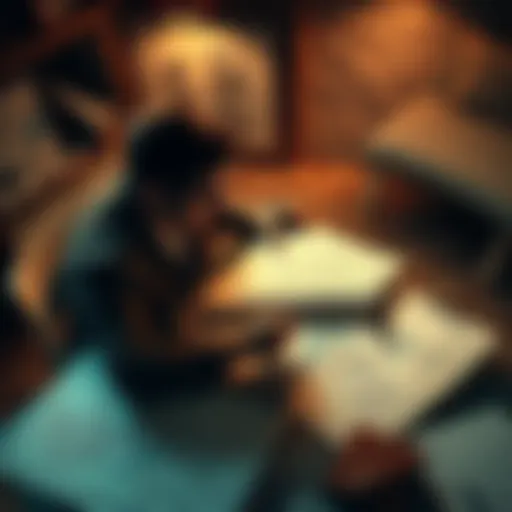 A person planning strategies with maps and notes for taking over an area while sending a subtle message to an ex.
