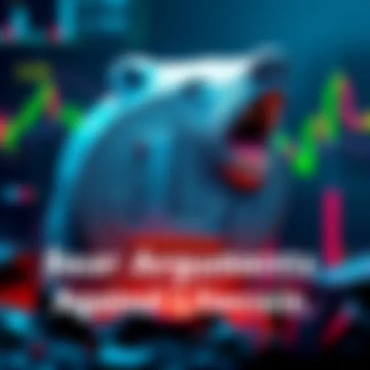 A bear symbol representing negative sentiment towards Litecoin with cryptocurrency charts in the background.