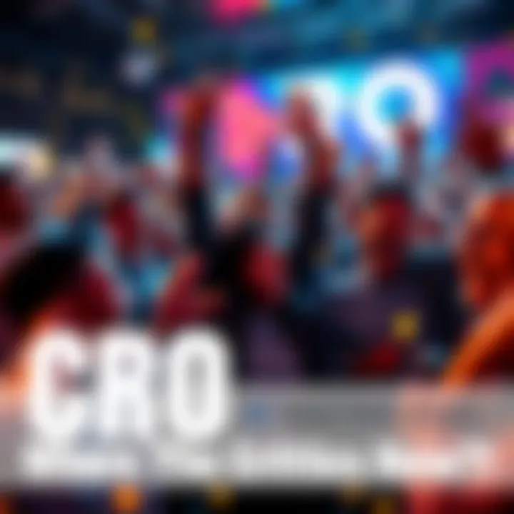 People celebrating the rise of CRO with excitement and laughter, depicting a positive atmosphere around the asset.