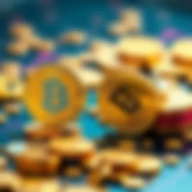 A visual representation of cryptocurrency exchange showing CRO coins being swapped for USDC coins, highlighting a seamless transaction process with minimal fees.