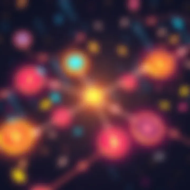Illustration showing different blockchain icons connected by arrows, symbolizing cross-chain transactions between networks.