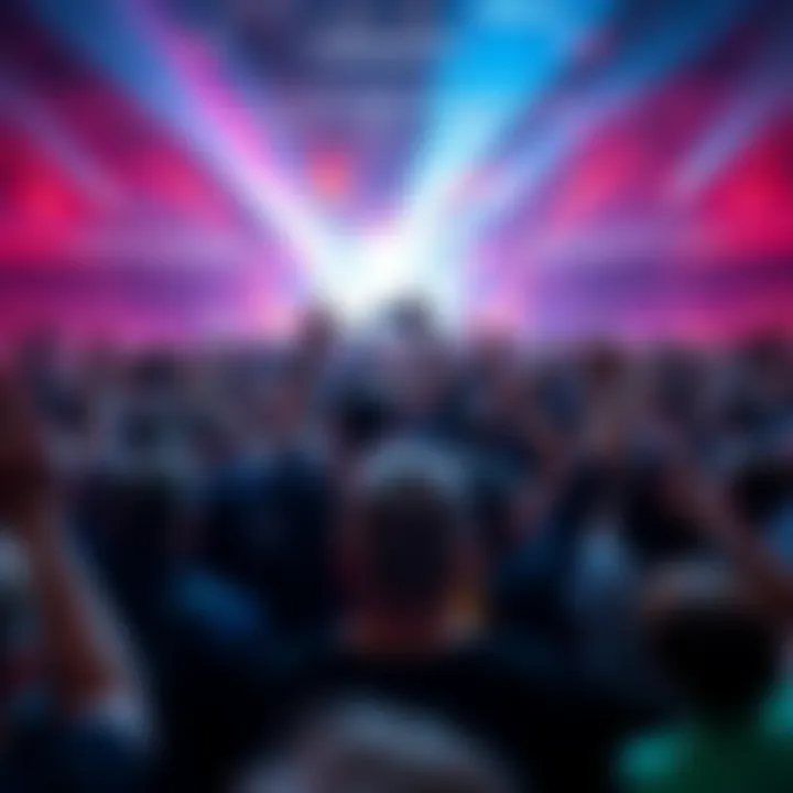 A lively crowd of people celebrating at a major event, showing excitement and anticipation.