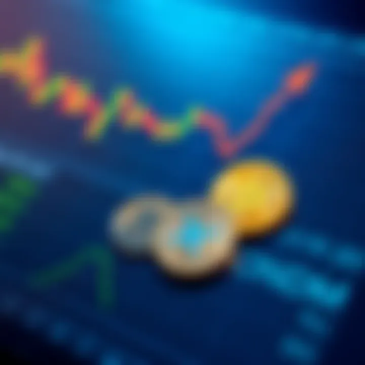 Financial chart showing rising trends for XRP, HBAR, ONDO, and XLM cryptocurrencies.