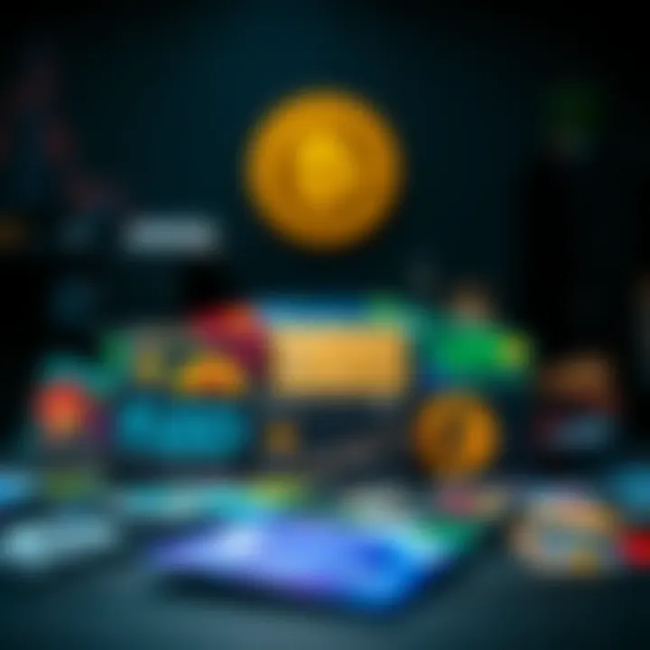 A collection of various crypto debit cards displayed on a table, showcasing different designs and colors.