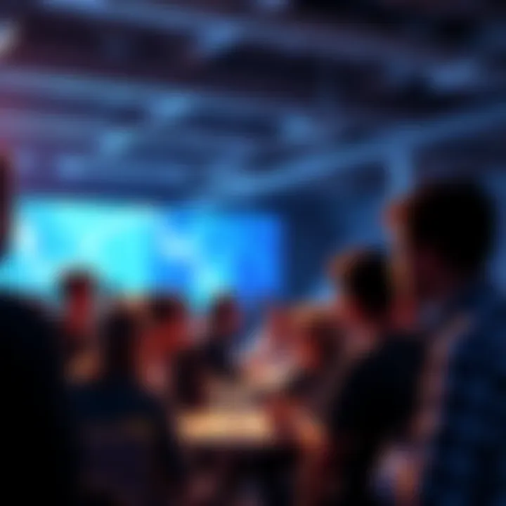 People engaging in a discussion about Ethereum and cryptocurrency trends at a community event.