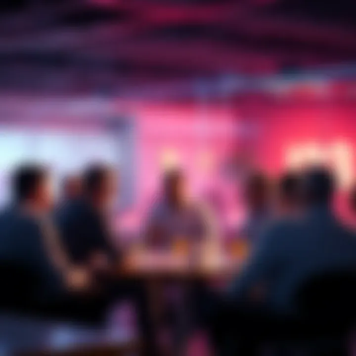 A group of people engaging in lively discussions about cryptocurrency, sharing insights and ideas.