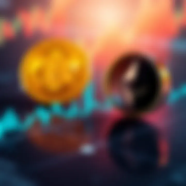 Bitcoin and Ethereum symbols on a chart showing an upward trend, representing the crypto market recovery