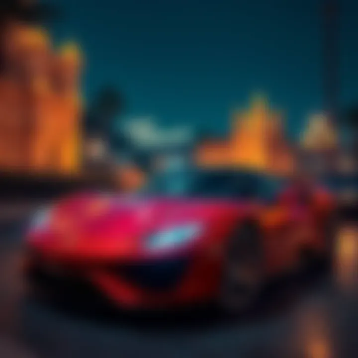 A luxurious scene showcasing a crypto millionaire with a high-end car and lavish surroundings, capturing the essence of wealth and privilege in the cryptocurrency world.