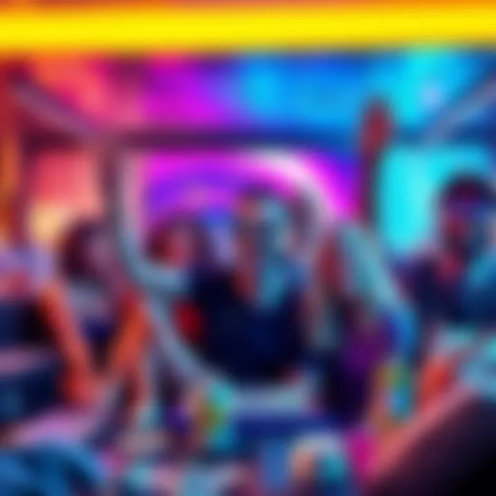 A group of people celebrating their financial success after cashing out from cryptocurrency. They are surrounded by luxury items and smiling, showcasing their new lifestyle.