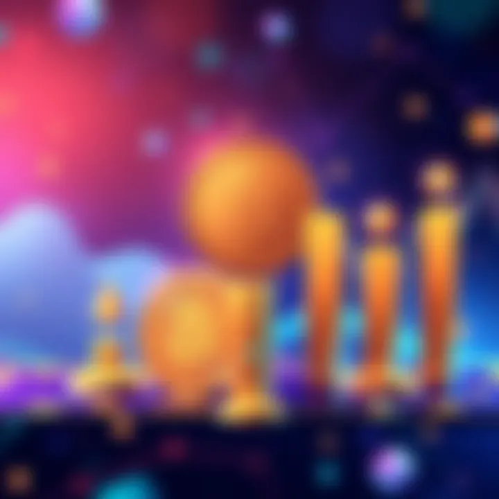 Illustration of Bitcoin, Hedera, and XinFin symbols with ranking bars showing their potential value.