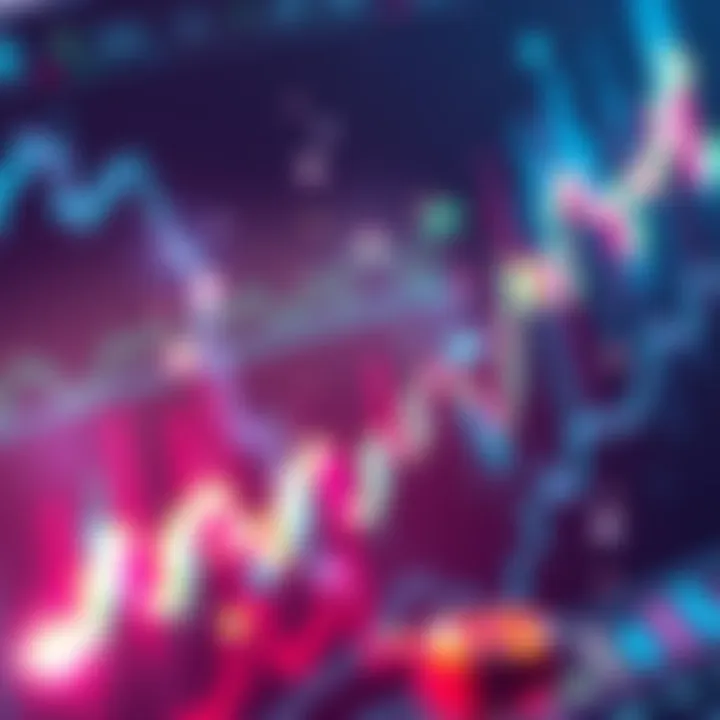 Graph showing rising and falling cryptocurrency prices