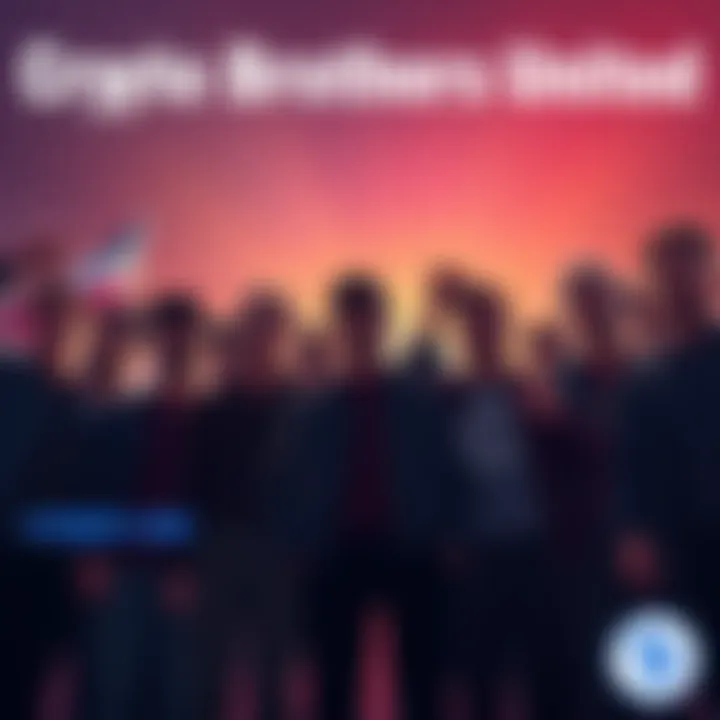 Crypto Brothers United A group of enthusiastic individuals gathered, showing determination and solidarity in the cryptocurrency market.