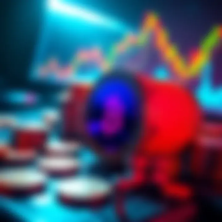 A visual representation of crypto bundling showing large holders managing multiple assets to maximize profit, with coins and charts in the background.