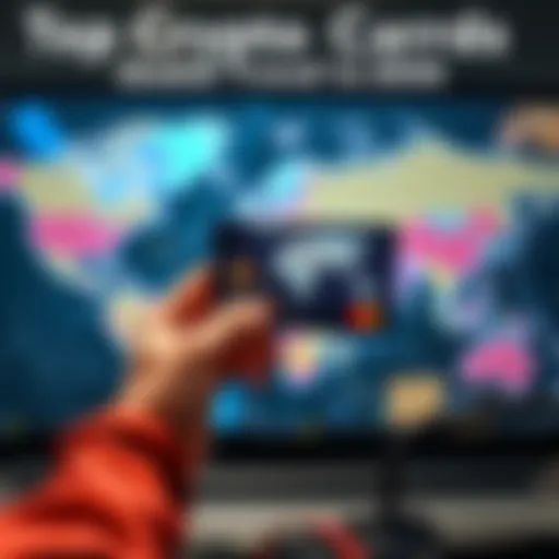 Crypto Card for Travel A traveler holding a cryptocurrency card while looking at a world map