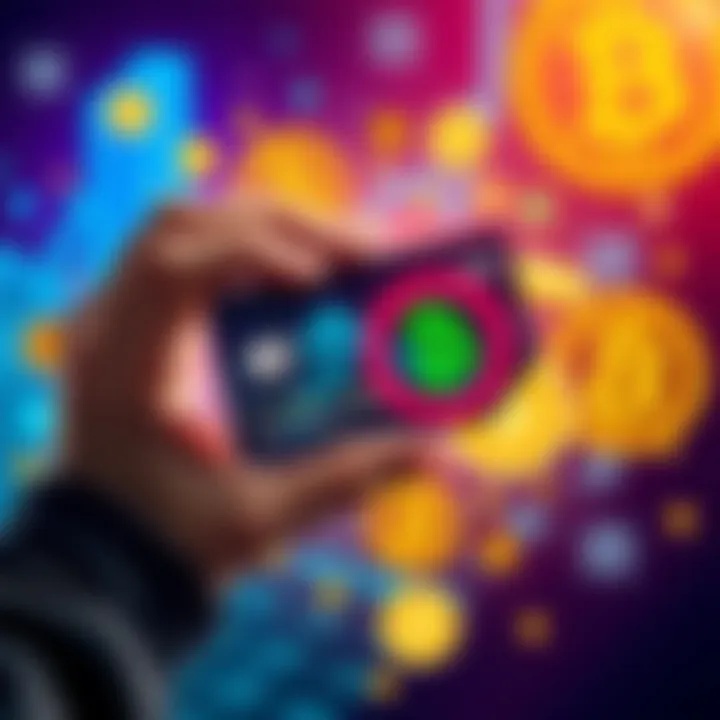 A person holding a crypto card with a digital design, symbolizing no ID verification, surrounded by financial symbols
