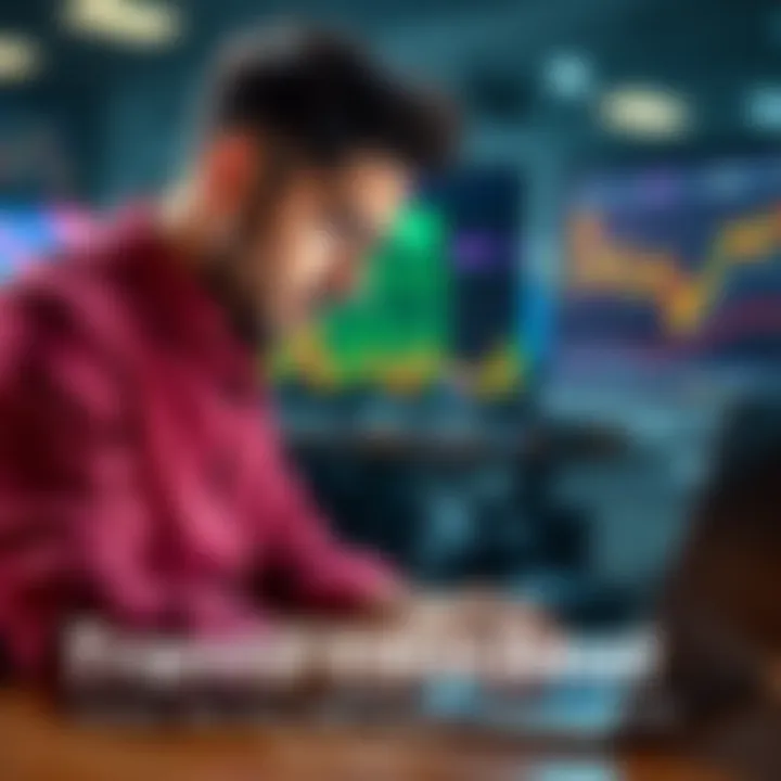 A frustrated trader looks at a laptop displaying high transfer fees and fluctuating token prices on Crypto_com, highlighting user concern.