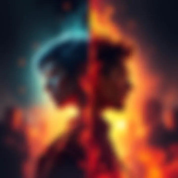 Crypto Community Divide A visual representation of two groups in the cryptocurrency community, one group focused on profit and the other on belief in Bitcoin's potential, illustrating the contrast between bag-pumpers and tru...