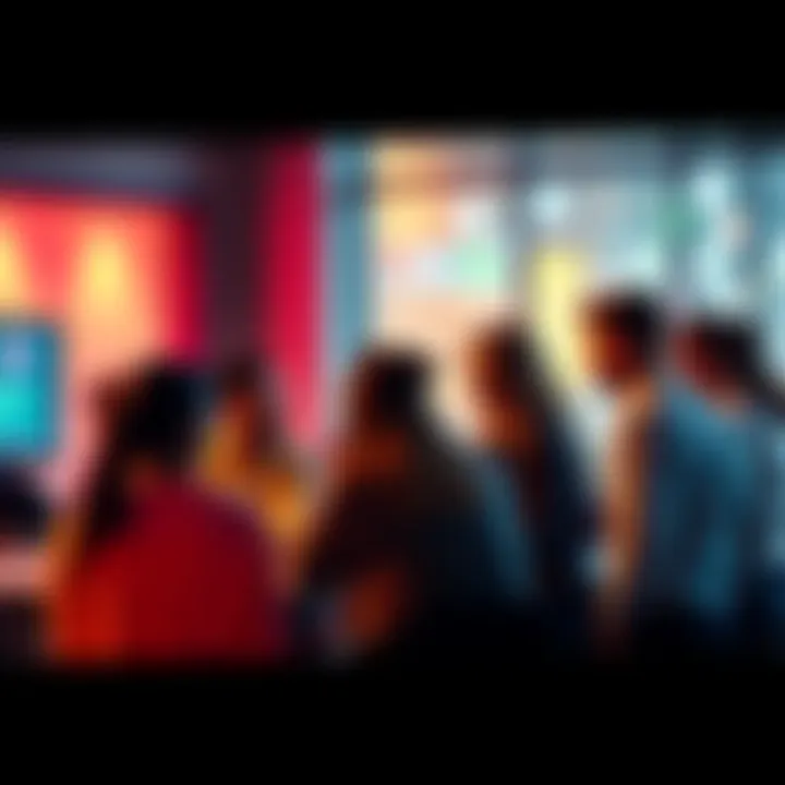 Crypto Community Engagement A diverse group of people discussing cryptocurrency ideas and sharing knowledge in a collaborative setting