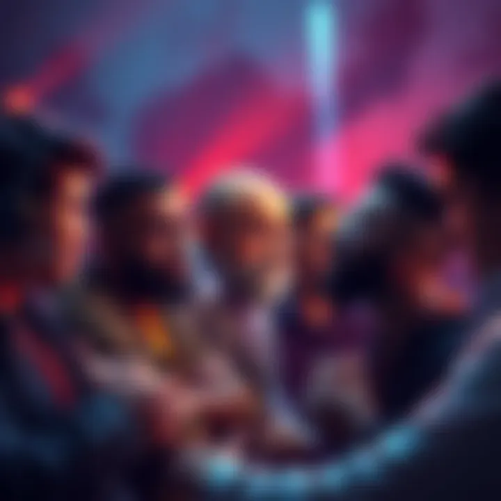 A group of people talking in a heated discussion about cryptocurrencies, showing frustration over excessive coin advocacy chatter.