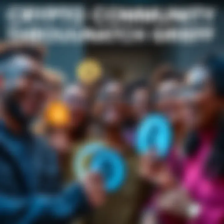 A group of diverse people sharing a laugh while holding cryptocurrency symbols, showcasing the humorous side of their emotions during market changes.