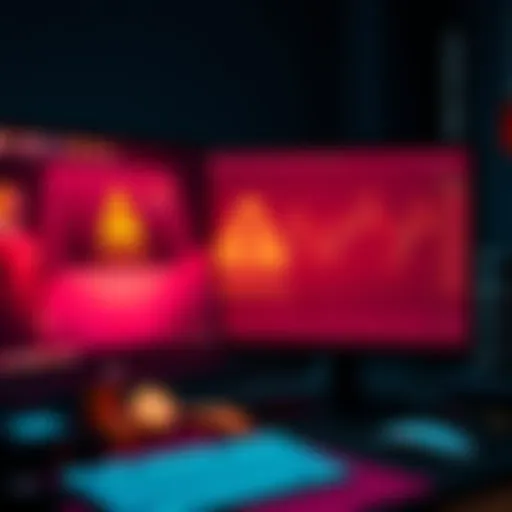 Crypto Loss due to Cookie Theft A computer screen displaying a cryptocurrency wallet with warning signs about cookie theft. Coins and digital assets are visible alongside a monitor showing suspicious activity.