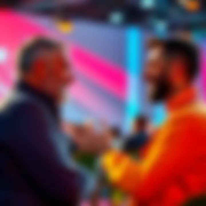 A crypto creator expressing admiration for Cardano's founder in a conference setting