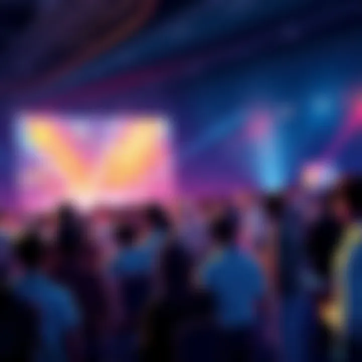 Crypto Discussion Event A group of people discussing cryptocurrency trends at an event, sharing insights and resources.
