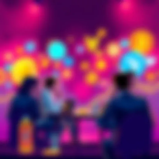 Crypto Discussion Forum A vibrant graphic showing people engaged in discussion about cryptocurrency, with symbols of various cryptocurrencies in the background.