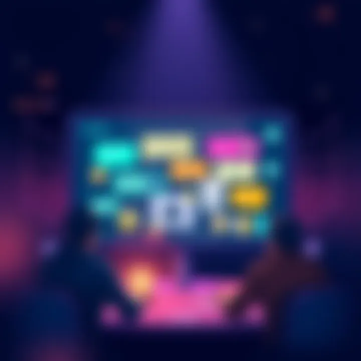 Illustration of a digital discussion board focused on cryptocurrency topics with cautionary symbols and open chat bubbles.