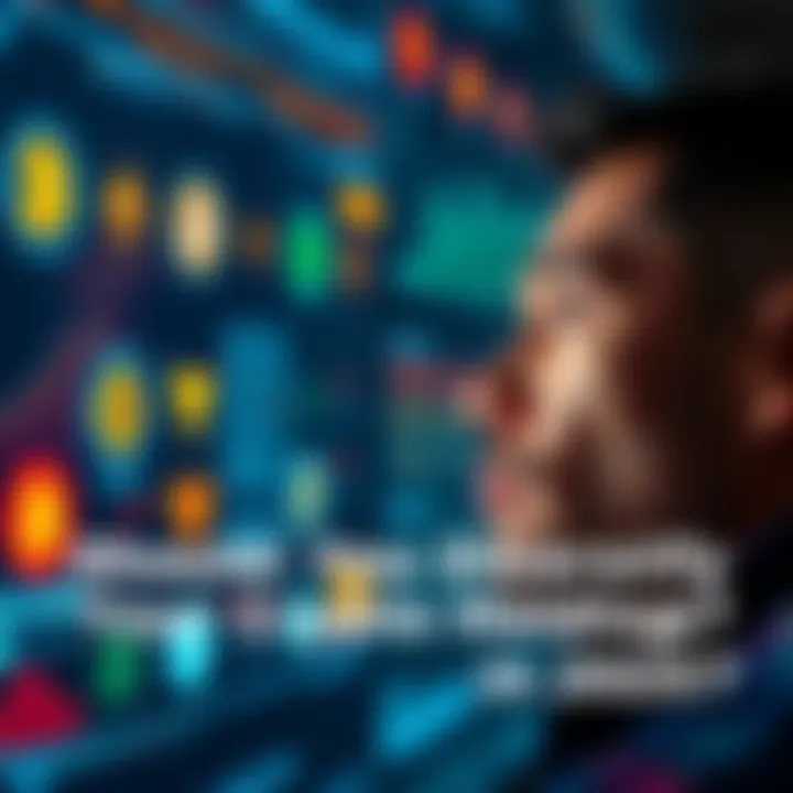 A person looks at various cryptocurrency symbols on a screen, pondering investment choices, with a thoughtful expression.