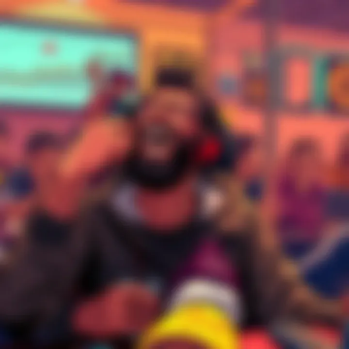 A cheerful user celebrating a ban from a crypto forum, surrounded by bitter discussions about bitcoin returns.