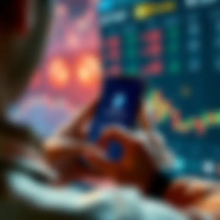 A person using a smartphone to trade Ethereum for stablecoins on a user-friendly crypto exchange platform.