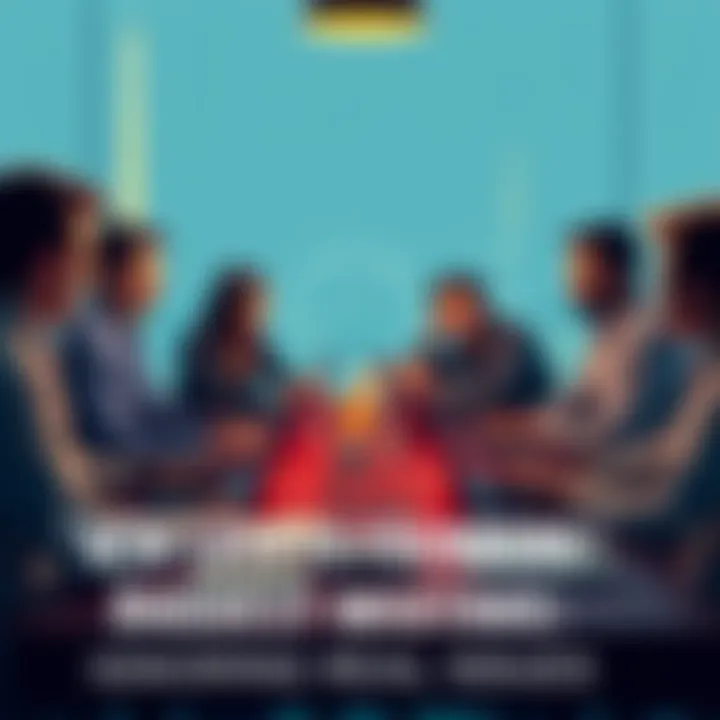 A group of new crypto founders discussing real market issues around a table with laptops and notes