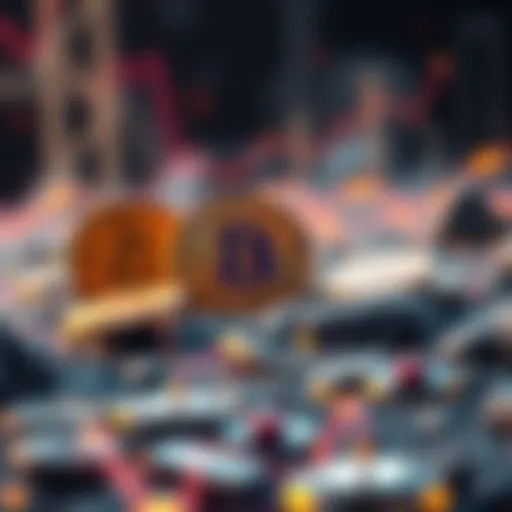 A visual representation of unique coins in a digital landscape, symbolizing potential growth in the cryptocurrency market.