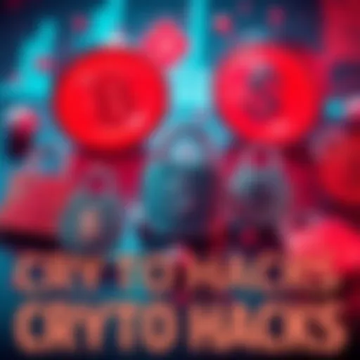 A graphic showing various cryptocurrency symbols with locks and dollar signs, representing the significant losses from crypto hacks in 2025-2026.