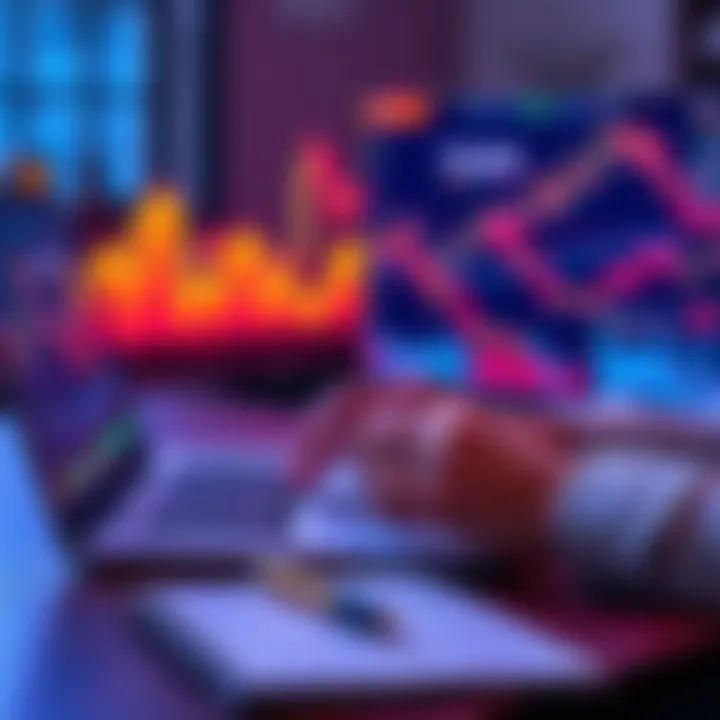 A person looking at cryptocurrency charts on a laptop, with a notebook and pen nearby, symbolizing learning about long-term investing strategies.