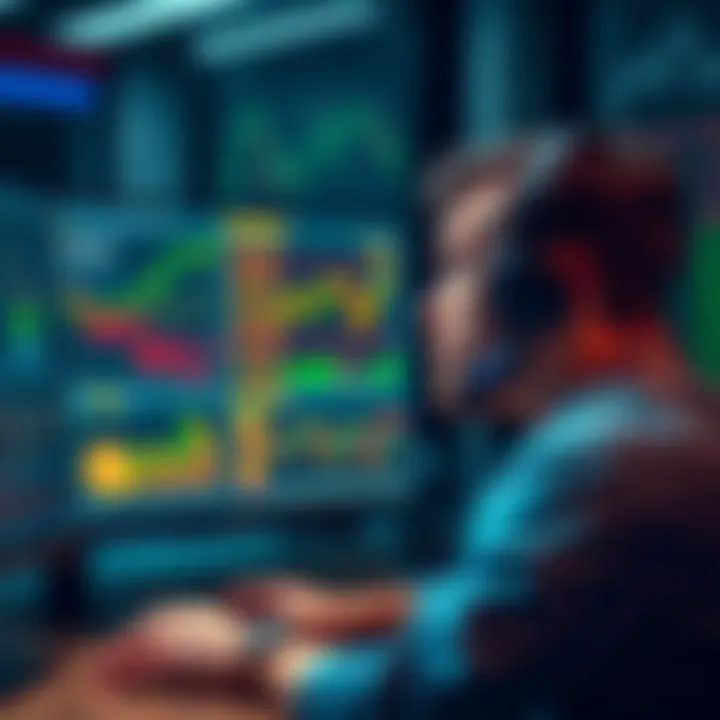 A frustrated person looking at a computer screen with confusing investment charts and advice about cryptocurrency