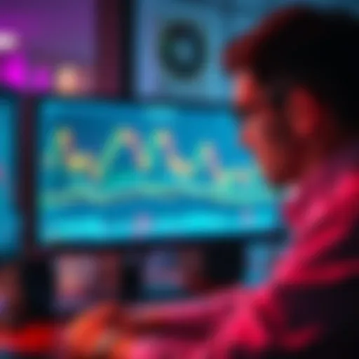 Person considering crypto investment Individual looking at a computer screen with cryptocurrency charts and graphs, contemplating a 10,000 euro investment.