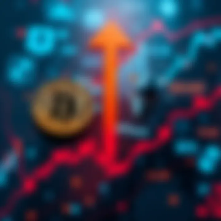 A graphic showing Bitcoin and Ethereum symbols with arrows indicating upward trends, alongside images of financial institutions and investment charts.