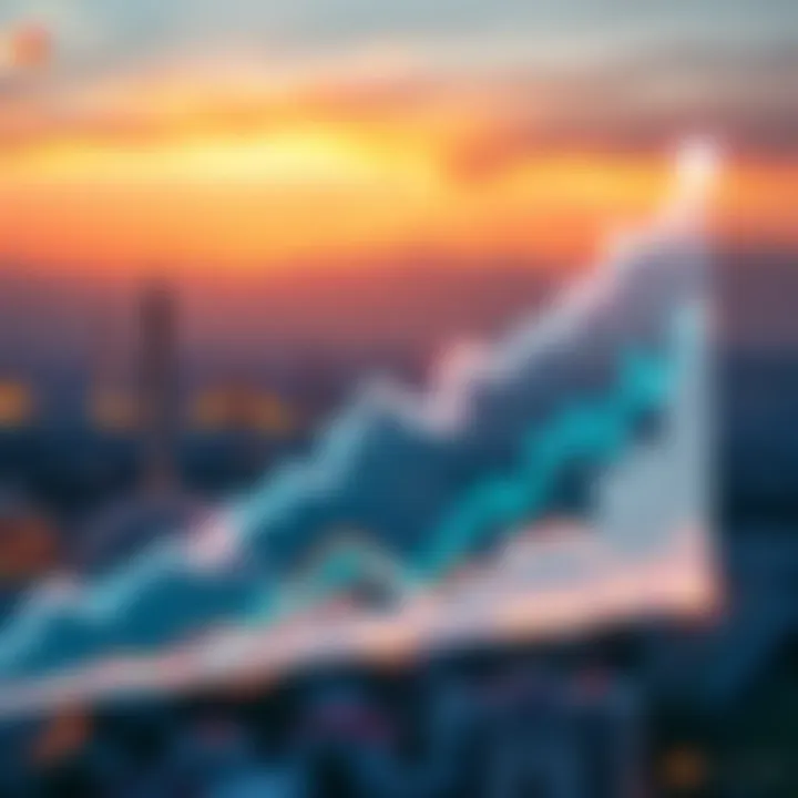 A graph showing rising cryptocurrency values with a backdrop of Middle Eastern landmarks, symbolizing growth in the region's crypto market.