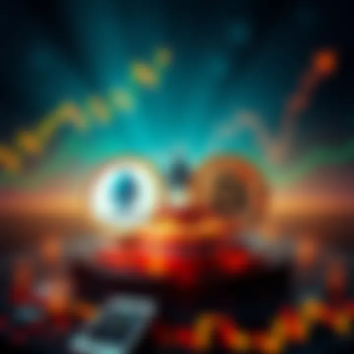 A visual representation of a balanced crypto portfolio featuring logos of Bitcoin, Ethereum, Solana, Render, and Celestia with growth charts in the background.