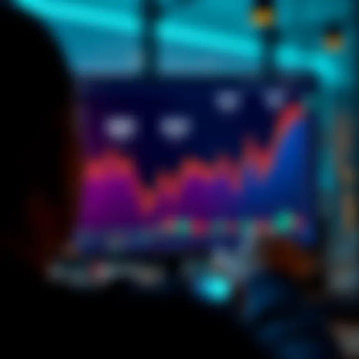 A graphical representation of rising cryptocurrency prices for SEI, SUI, Syrup, and Ondo, with a person looking at a screen showing these trends.