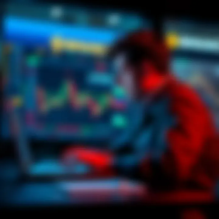 A person looking at cryptocurrency charts on a laptop while considering investment strategies, with Binance branding in the background.