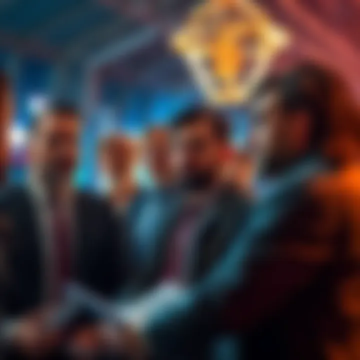 Group of crypto investors discussing regulations with concerned expressions
