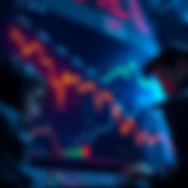 A graph showing a steep decline in cryptocurrency values, with traders looking worried and anxious, reflecting the impact of a massive liquidation event.